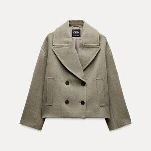 ZARA SHORT DOUBLE-BREASTED COAT